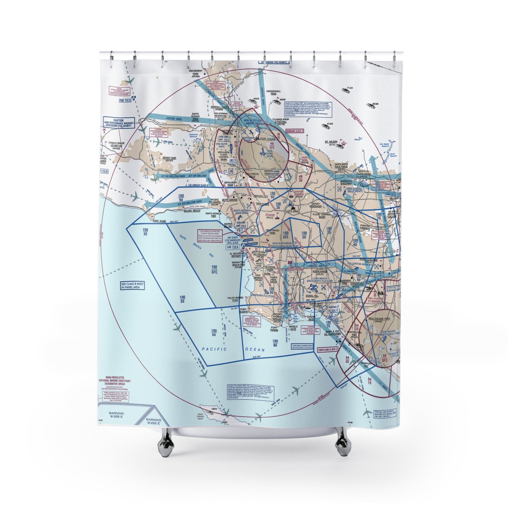 Aeronautical Chart shower curtain (KLAX/Flyway)