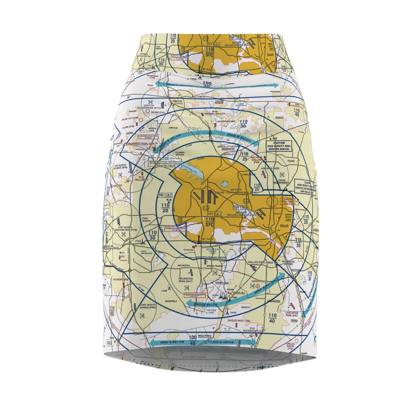 Dallas - Ft. Worth Flyway Chart pencil skirt