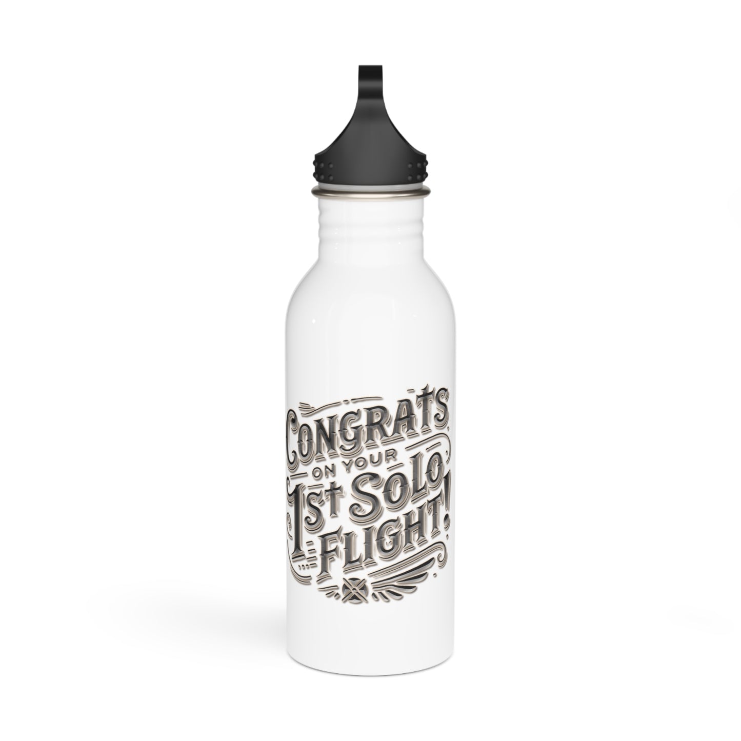 Congrats on your 1st Solo Flight! 20 oz. stainless steel water bottle (v1. silver)