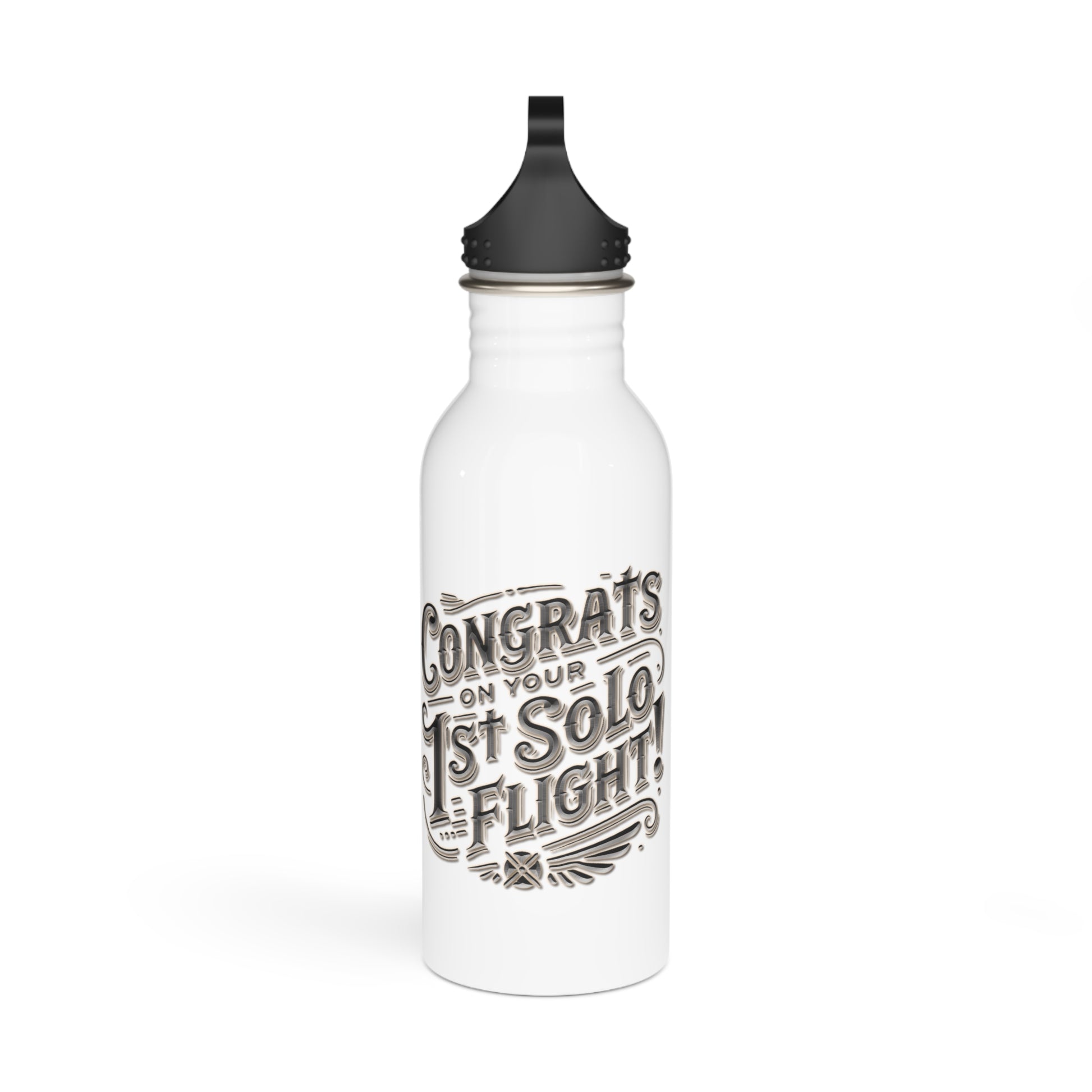 Congrats on your 1st Solo Flight! 20 oz. stainless steel water bottle (v1. silver)