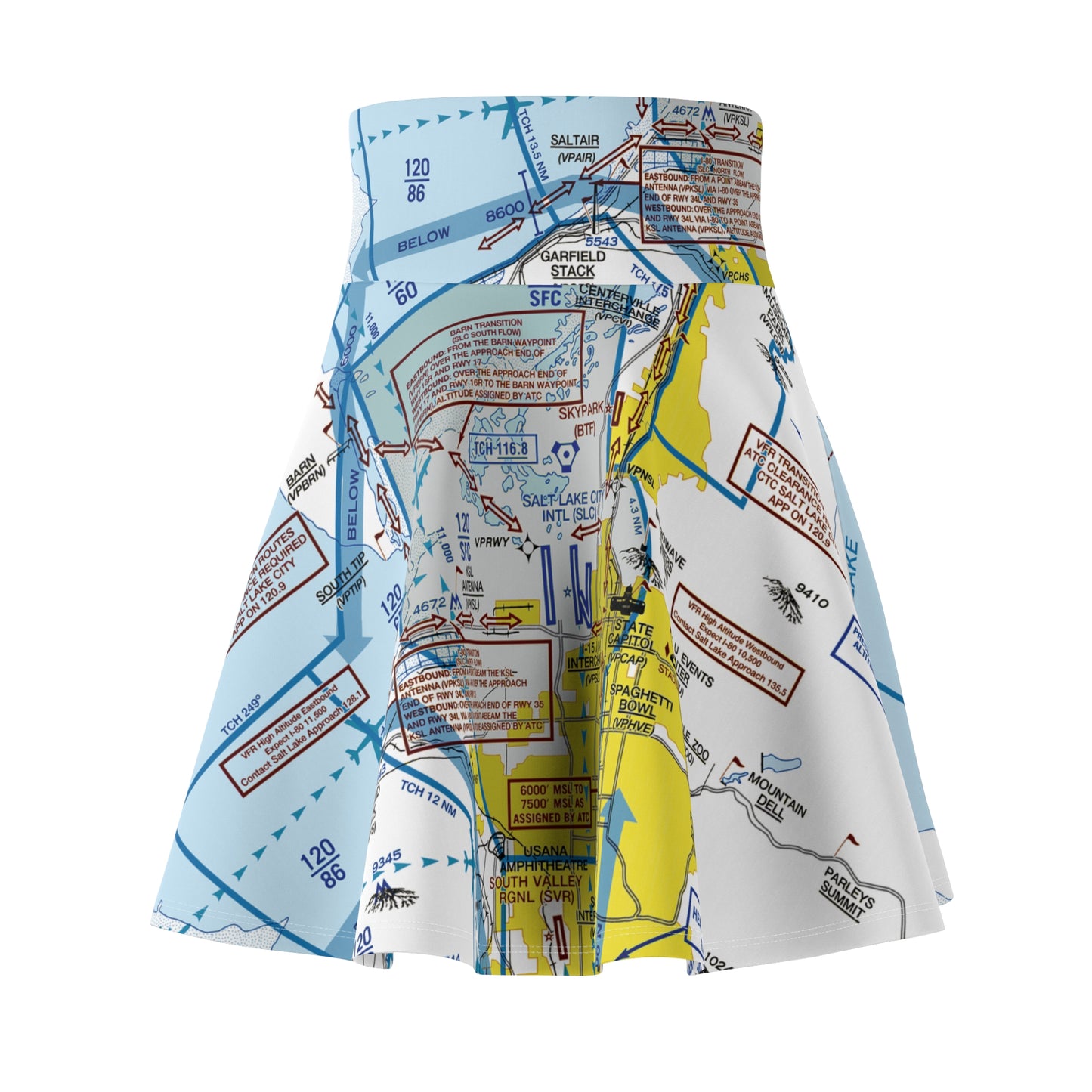 Salt Lake City Flyway Chart skater skirt