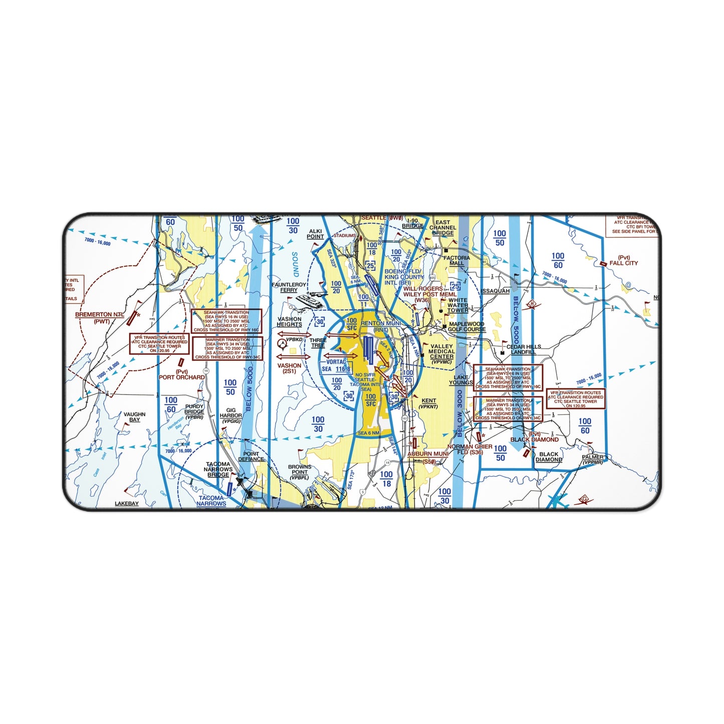 Seattle Flyway Chart desk mat