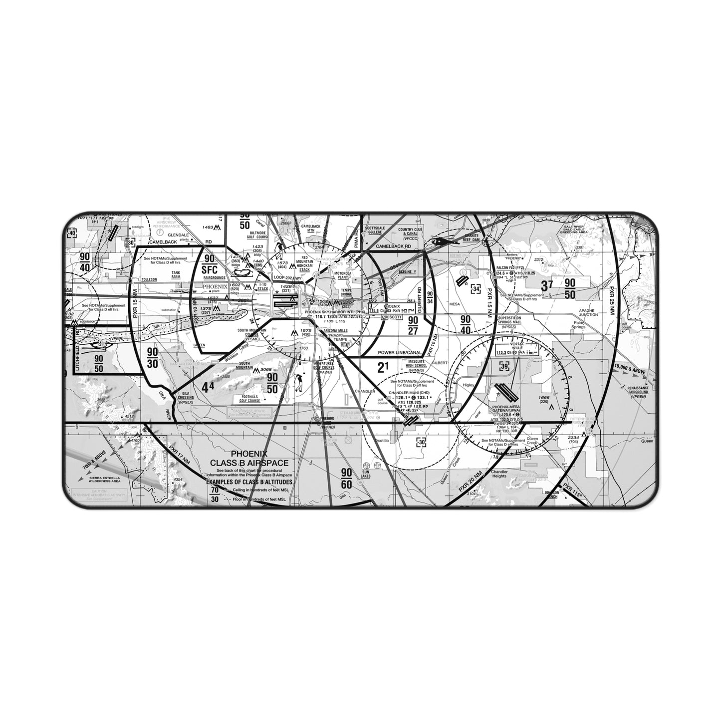 Phoenix Sky Harbor TAC Chart desk mat (b&w)