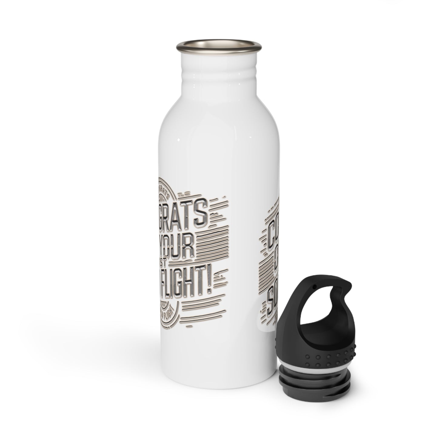 Congrats on your 1st Solo Flight! 20 oz. stainless steel water bottle (v2. silver)