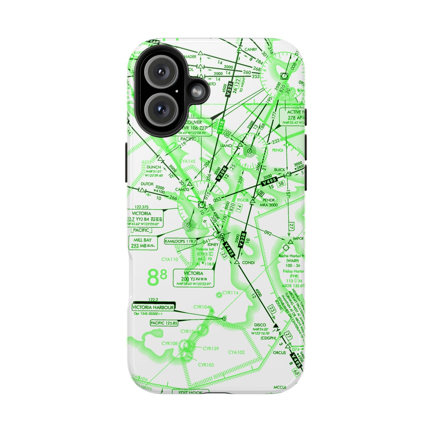 Enroute Low Altitude Chart (ELUS1) tough phone cases (green&white)