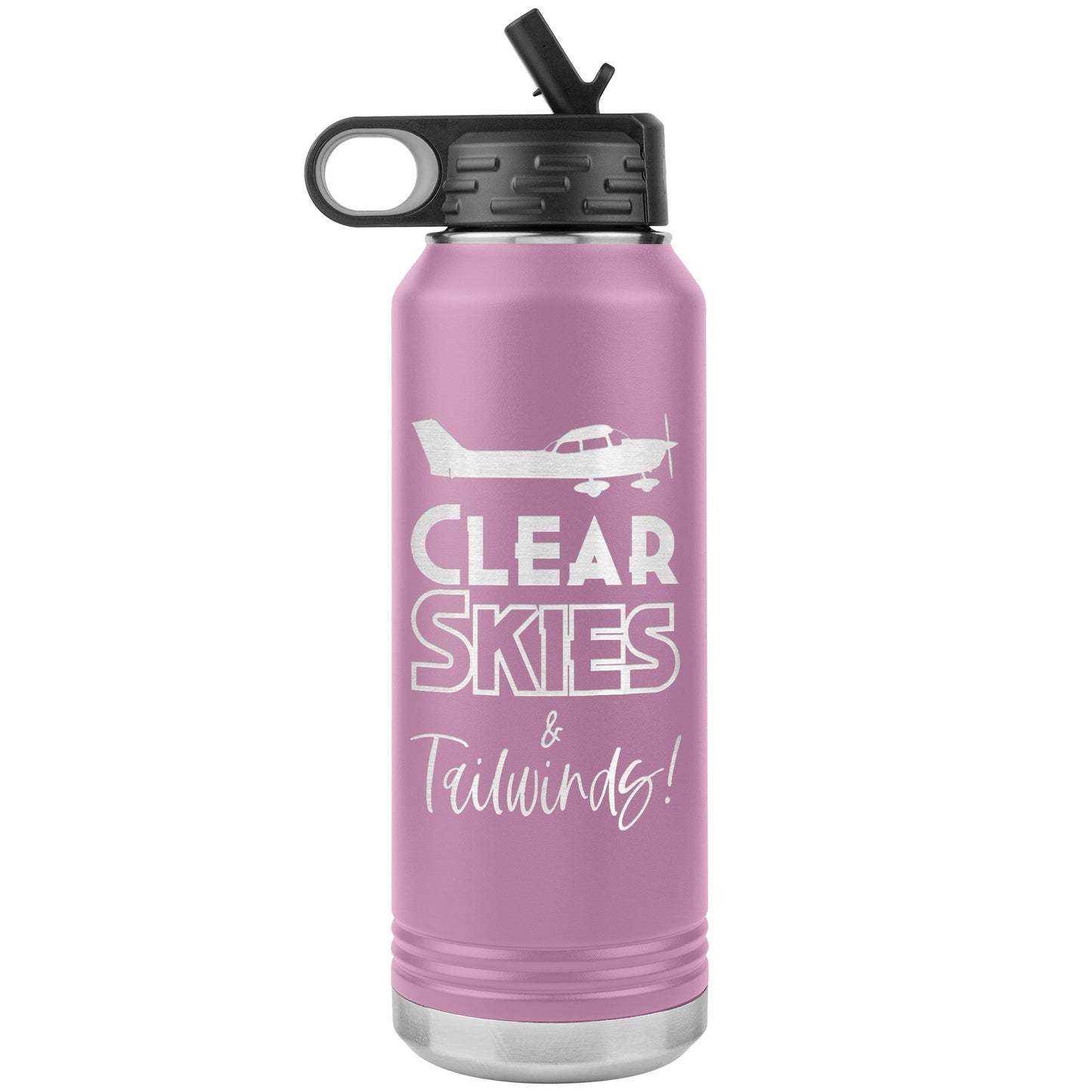 Clear Skies & Tailwinds! 32 oz. water bottle (w/Cessna)