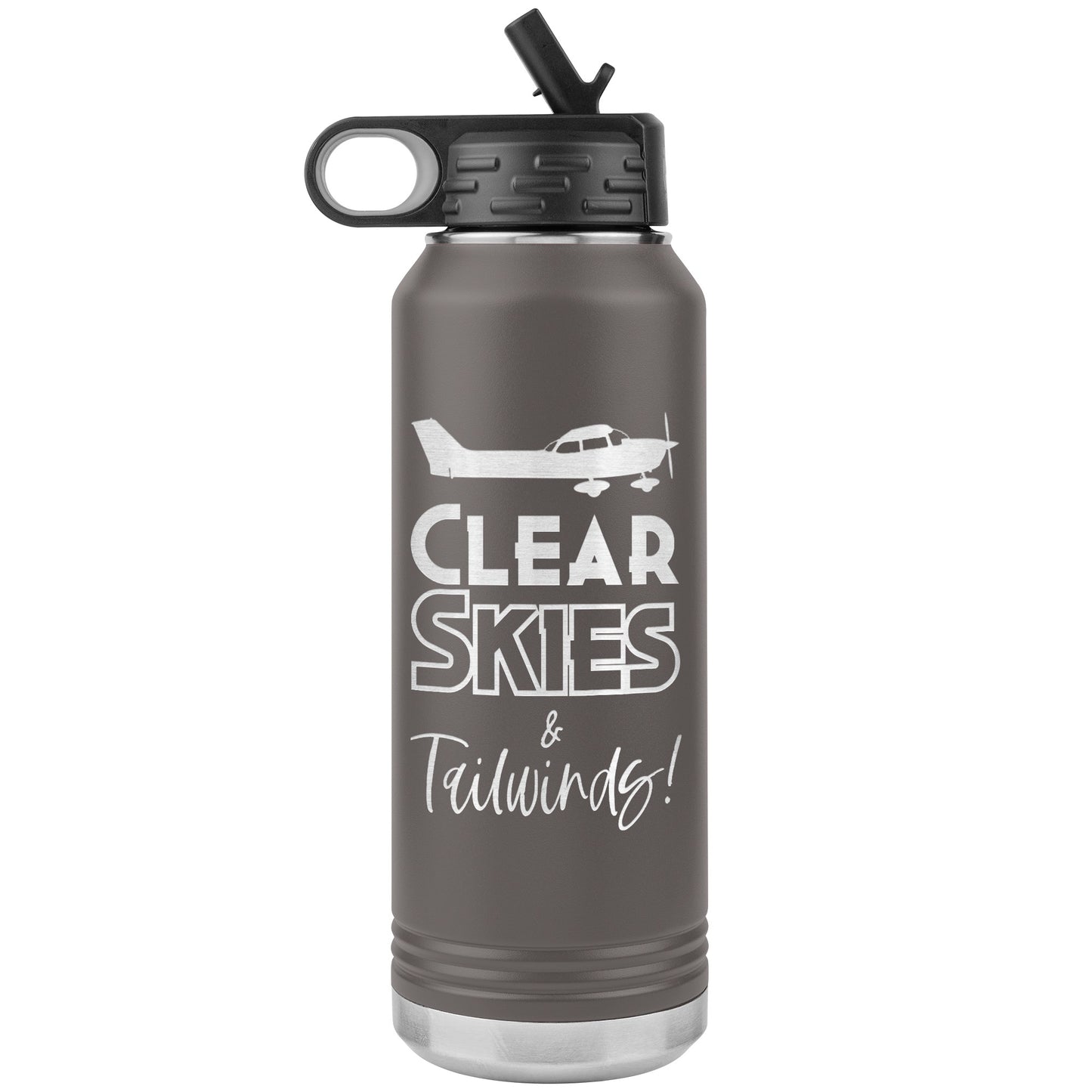 Clear Skies & Tailwinds! 32 oz. water bottle (w/Cessna)