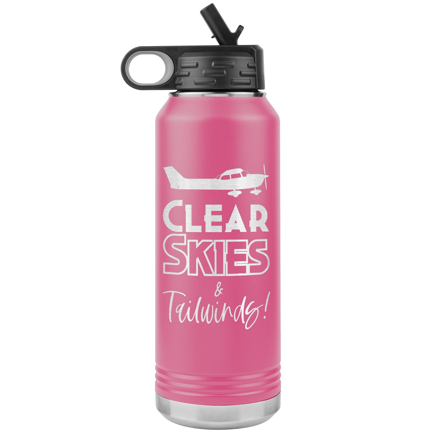 Clear Skies & Tailwinds! 32 oz. water bottle (w/Cessna)
