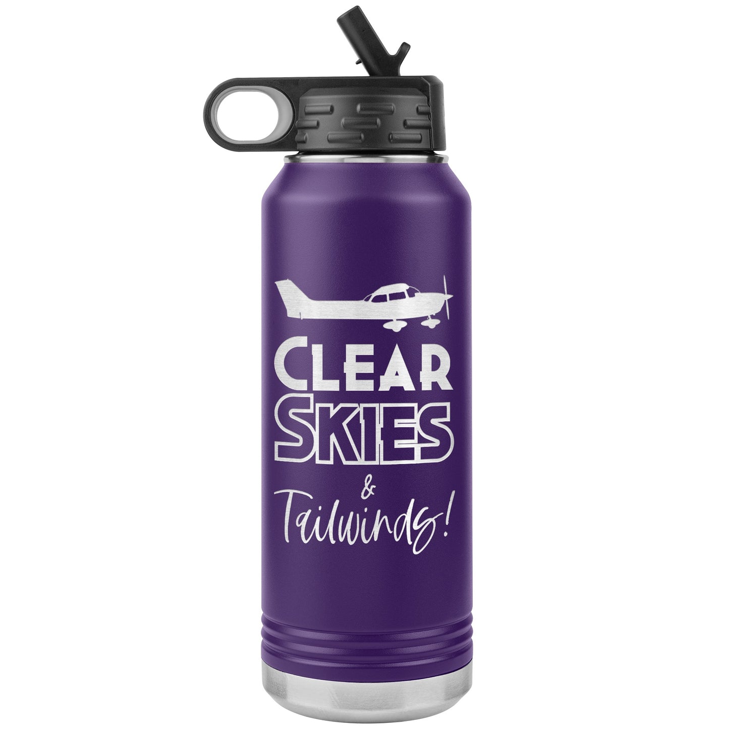 Clear Skies & Tailwinds! 32 oz. water bottle (w/Cessna)