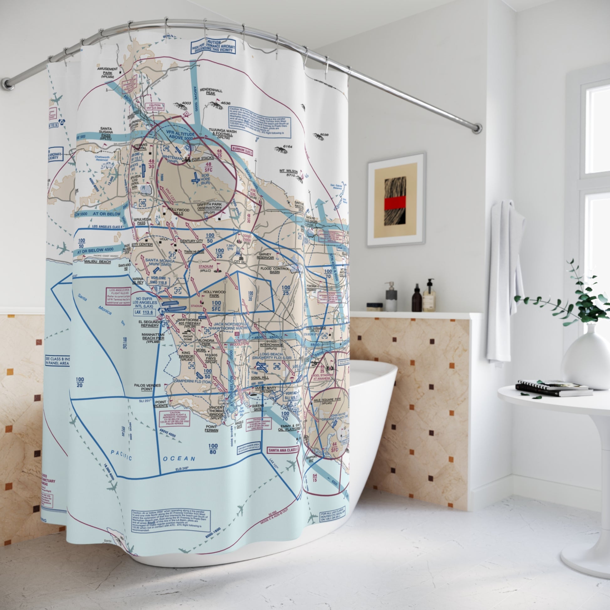 LAX Flyway Chart Shower Curtain