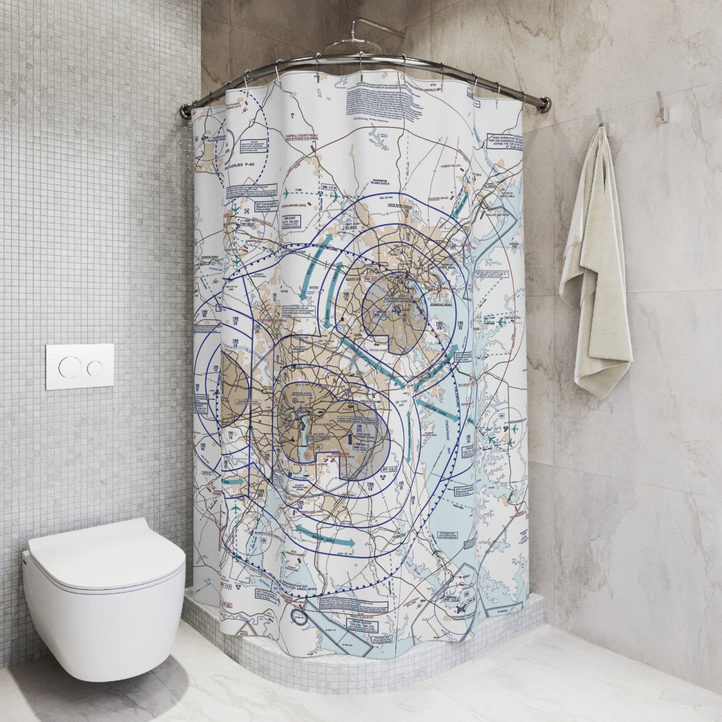 Baltimore-Washington Flyway Chart Shower Curtains