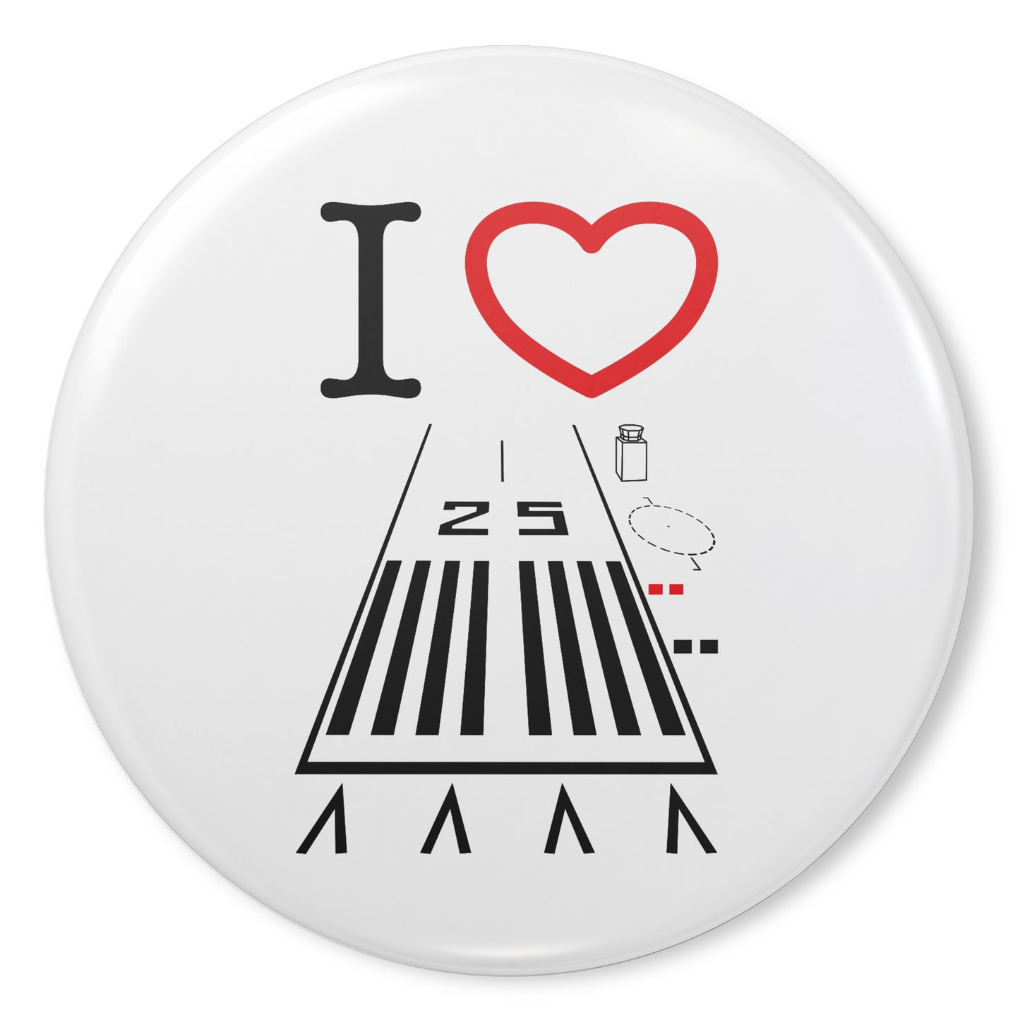 Hawthorne Airport Runway 25 button pin (white)