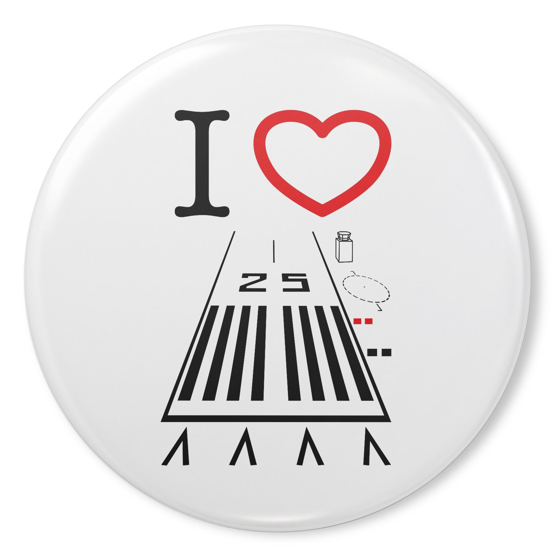Hawthorne Airport Runway 25 button pin (white)