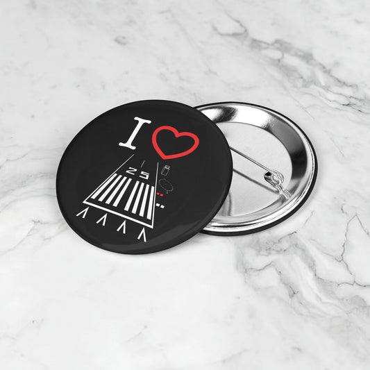 Hawthorne Airport Runway 25 button pin (black)