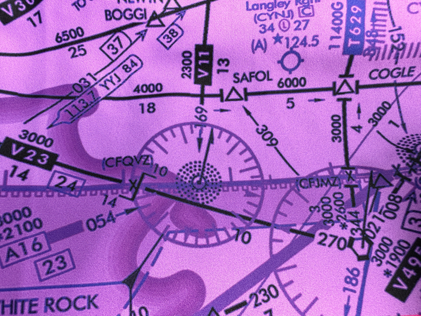 Enroute Low Altitude Chart yoga shorts (purple)