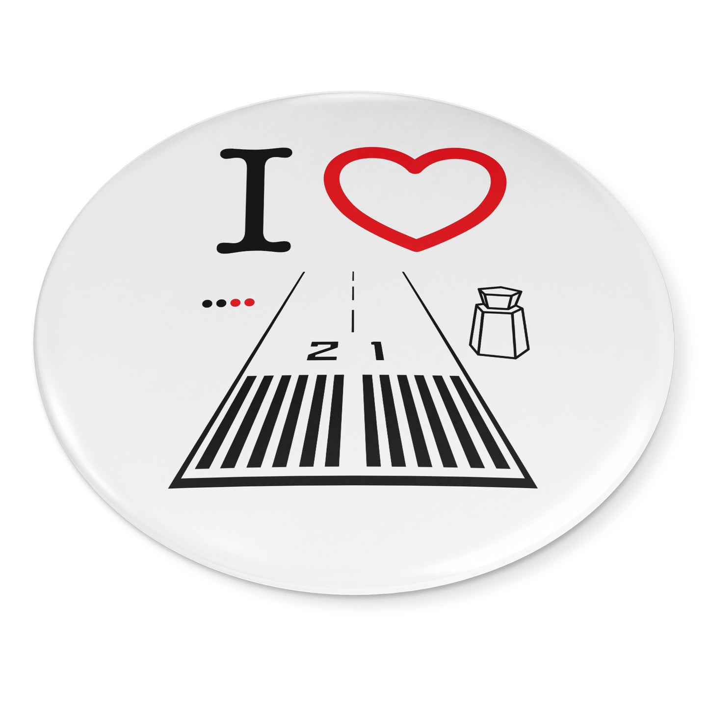 Santa Monica Airport Runway 21 button pin (white)
