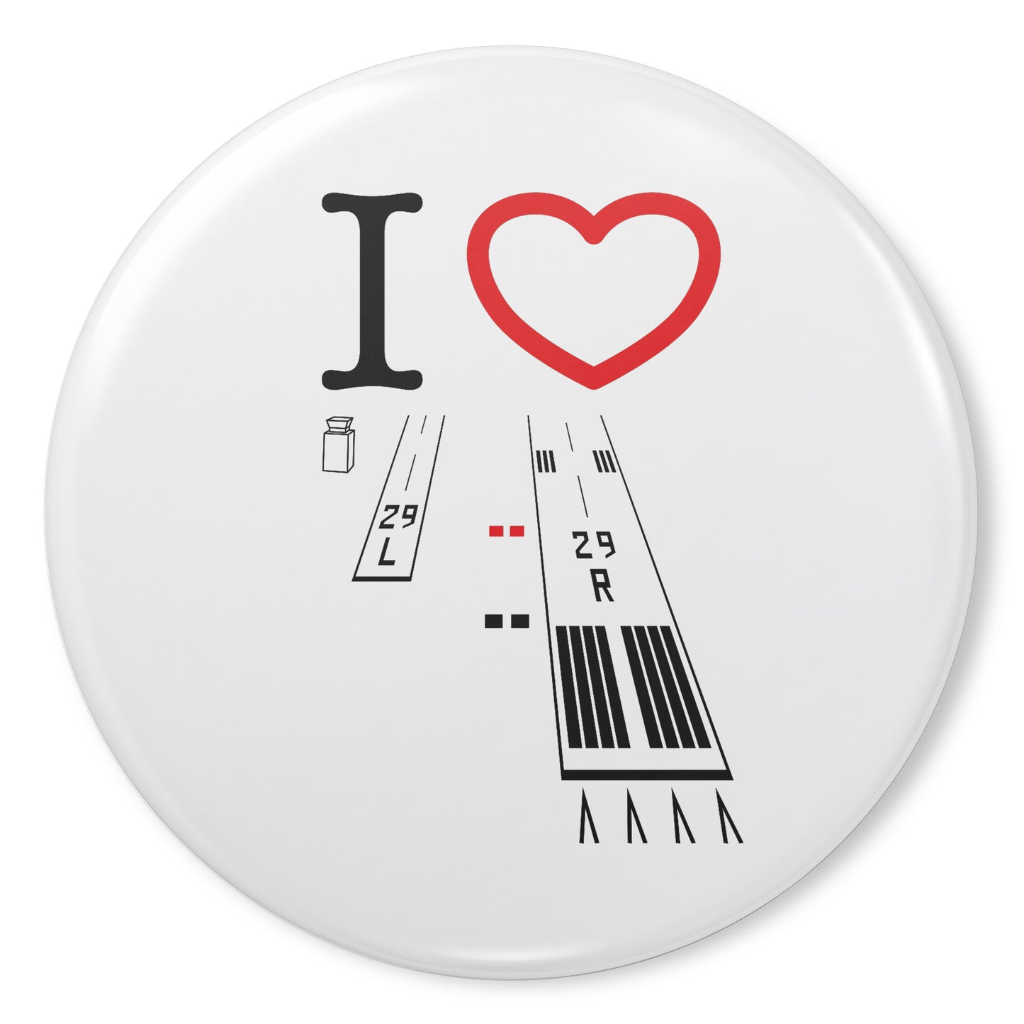 Torrance Airport Runways 29L-29R button pin (white)