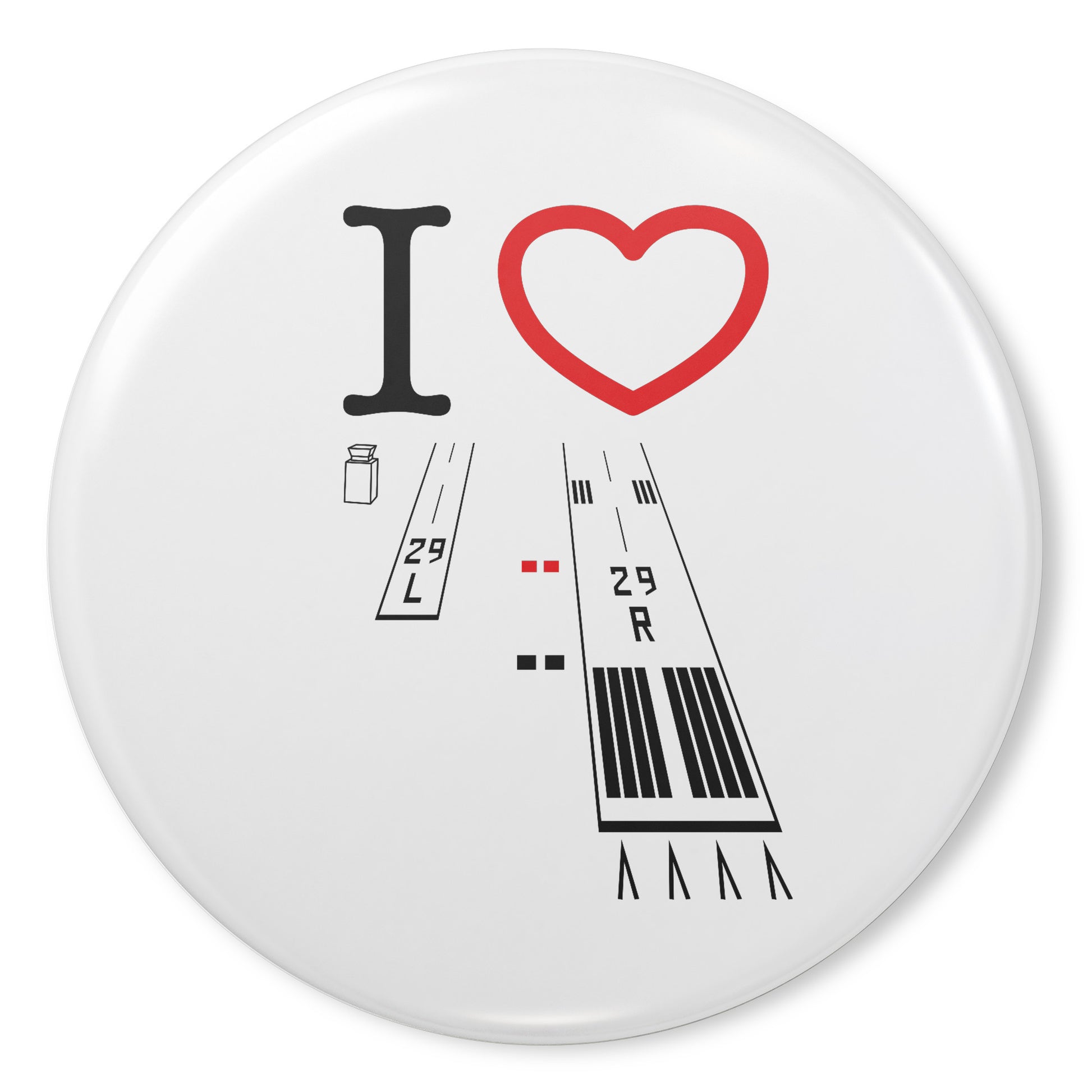 Torrance Airport Runways 29L-29R button pin (white)