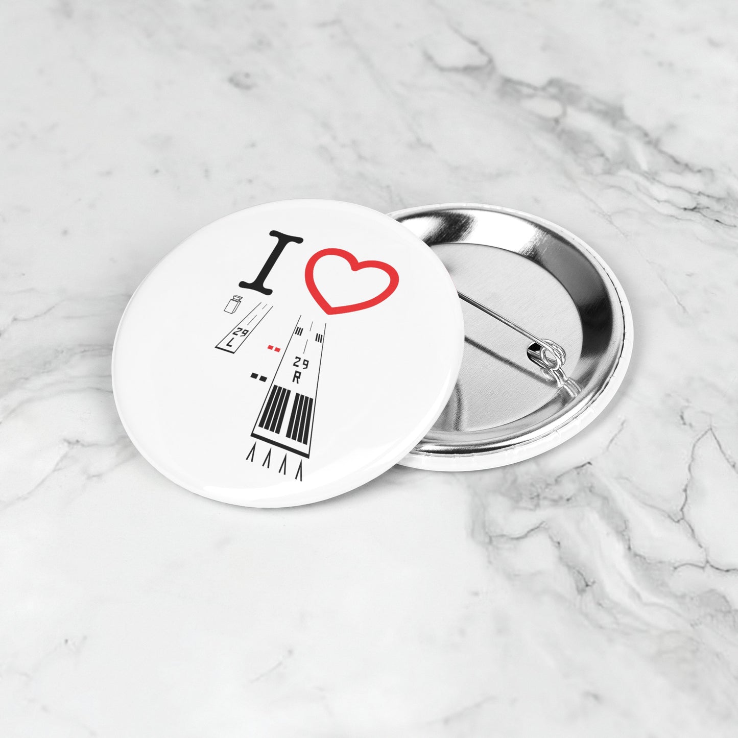 Torrance Airport Runways 29L-29R button pin (white)