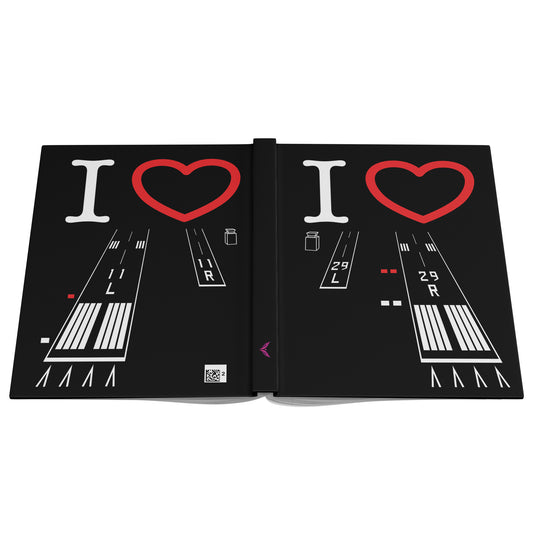 Torrance Airport Runways 29L - 29R / 11L - 11R hardcover journal (black)