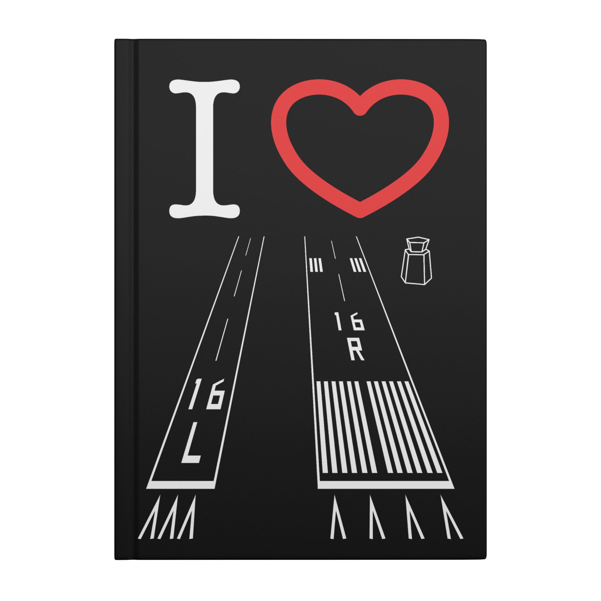 Van Nuys Airport Runways 16L - 16R / 34L - 34R hardcover journal (black)