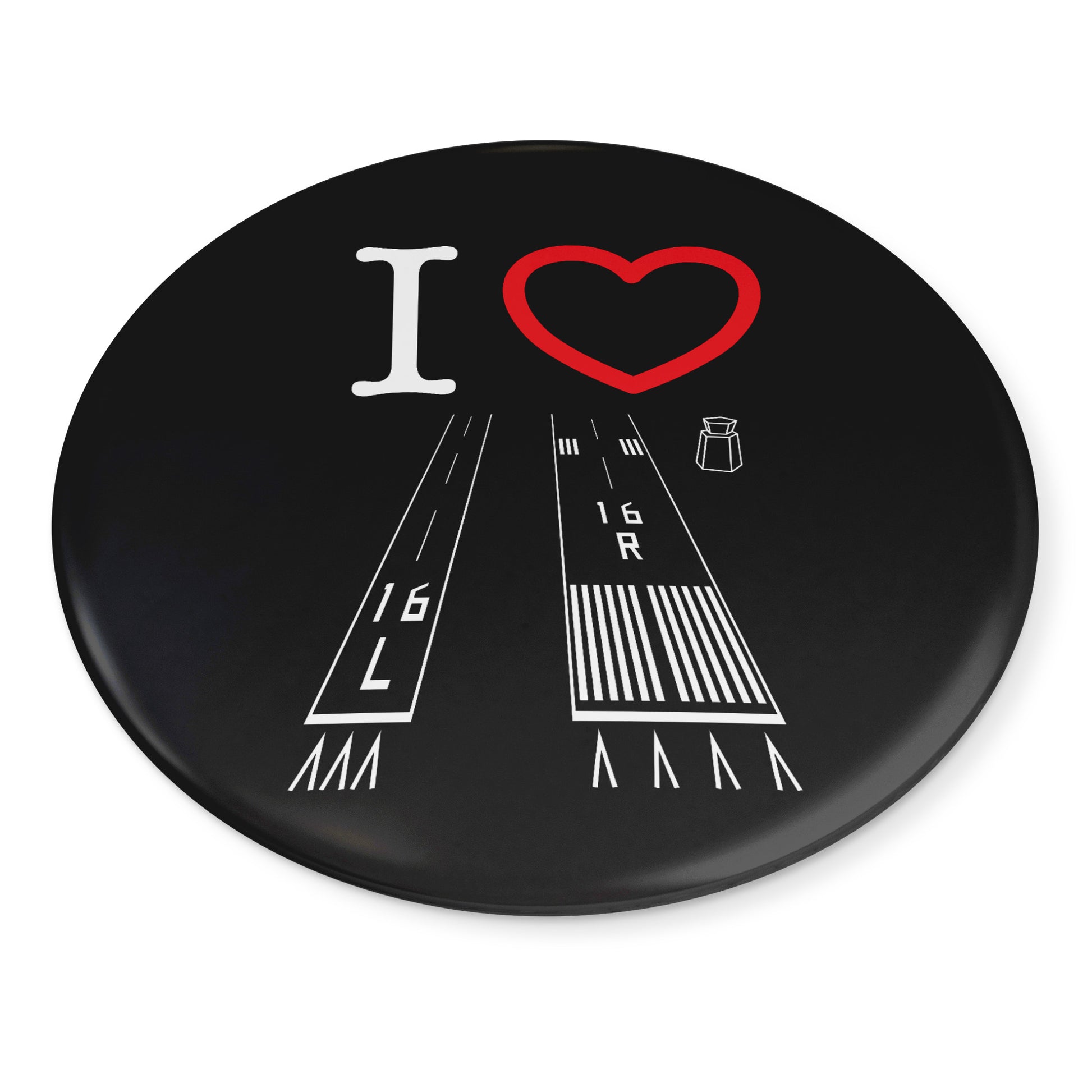 Van Nuys Airport Runways 16L - 16R button pin (black)