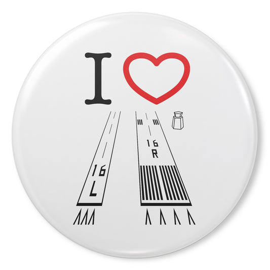 Van Nuys Airport Runways 16L - 16R button pin (white)