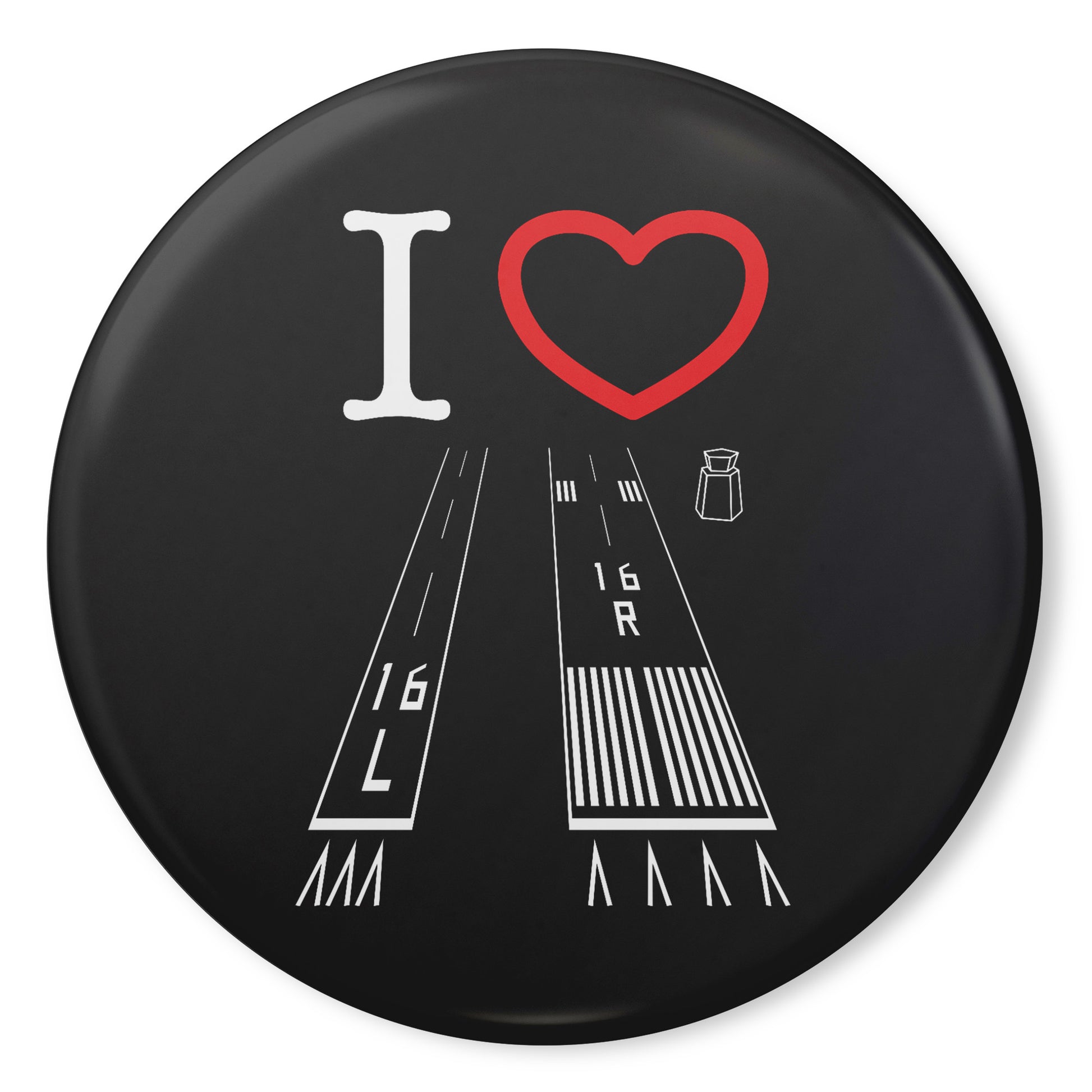 Van Nuys Airport Runways 16L - 16R button pin (black)
