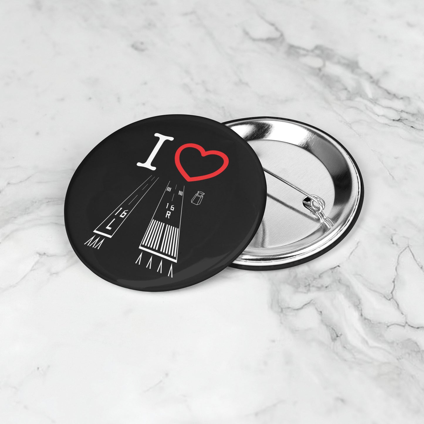 Van Nuys Airport Runways 16L - 16R button pin (black)