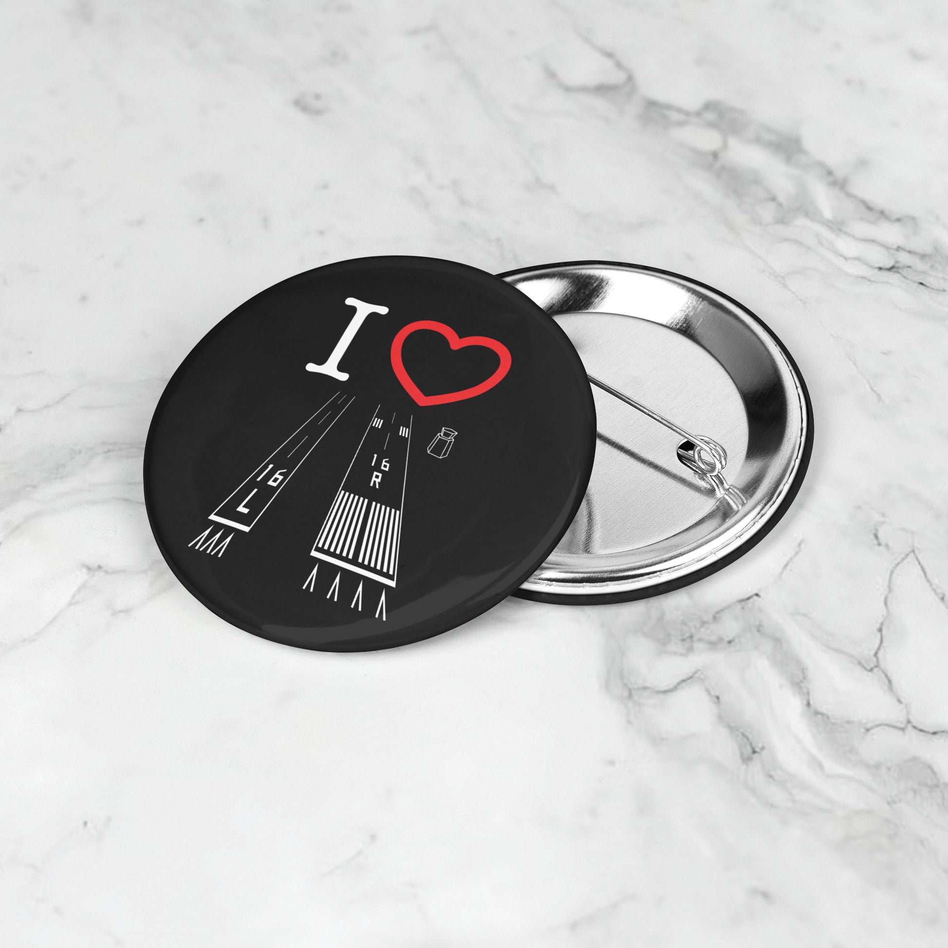 Van Nuys Airport Runways 16L - 16R button pin (black)