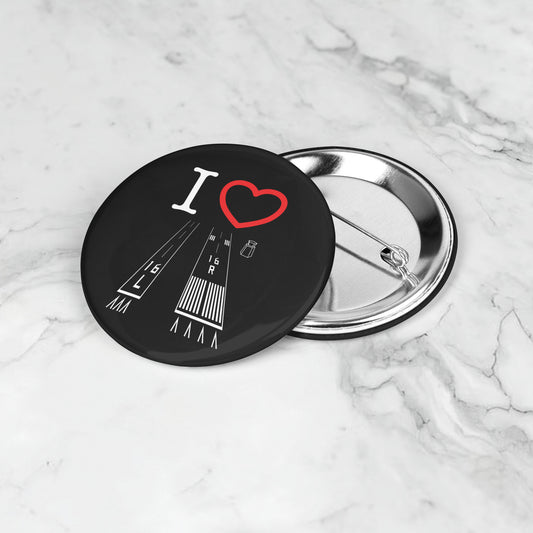 Van Nuys Airport Runways 16L - 16R button pin (black)