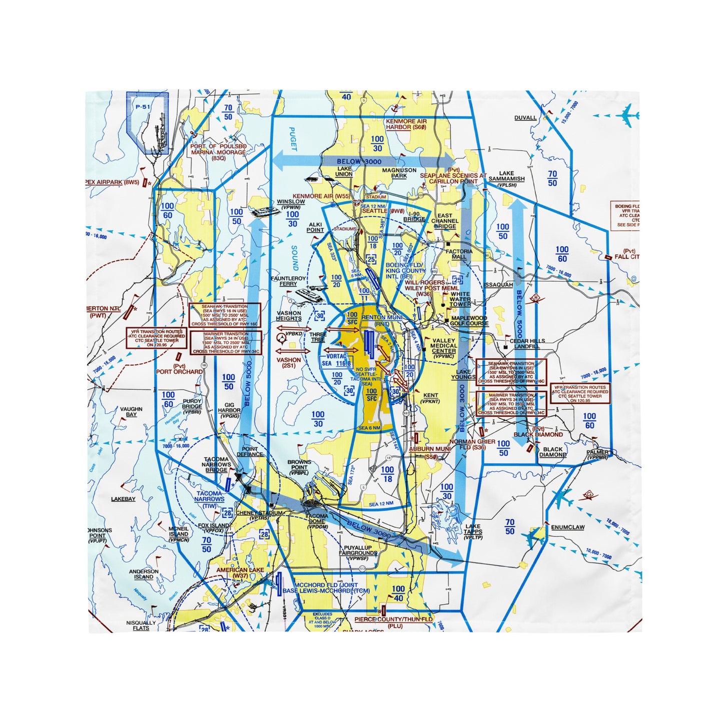 Seattle Flyway Chart bandana