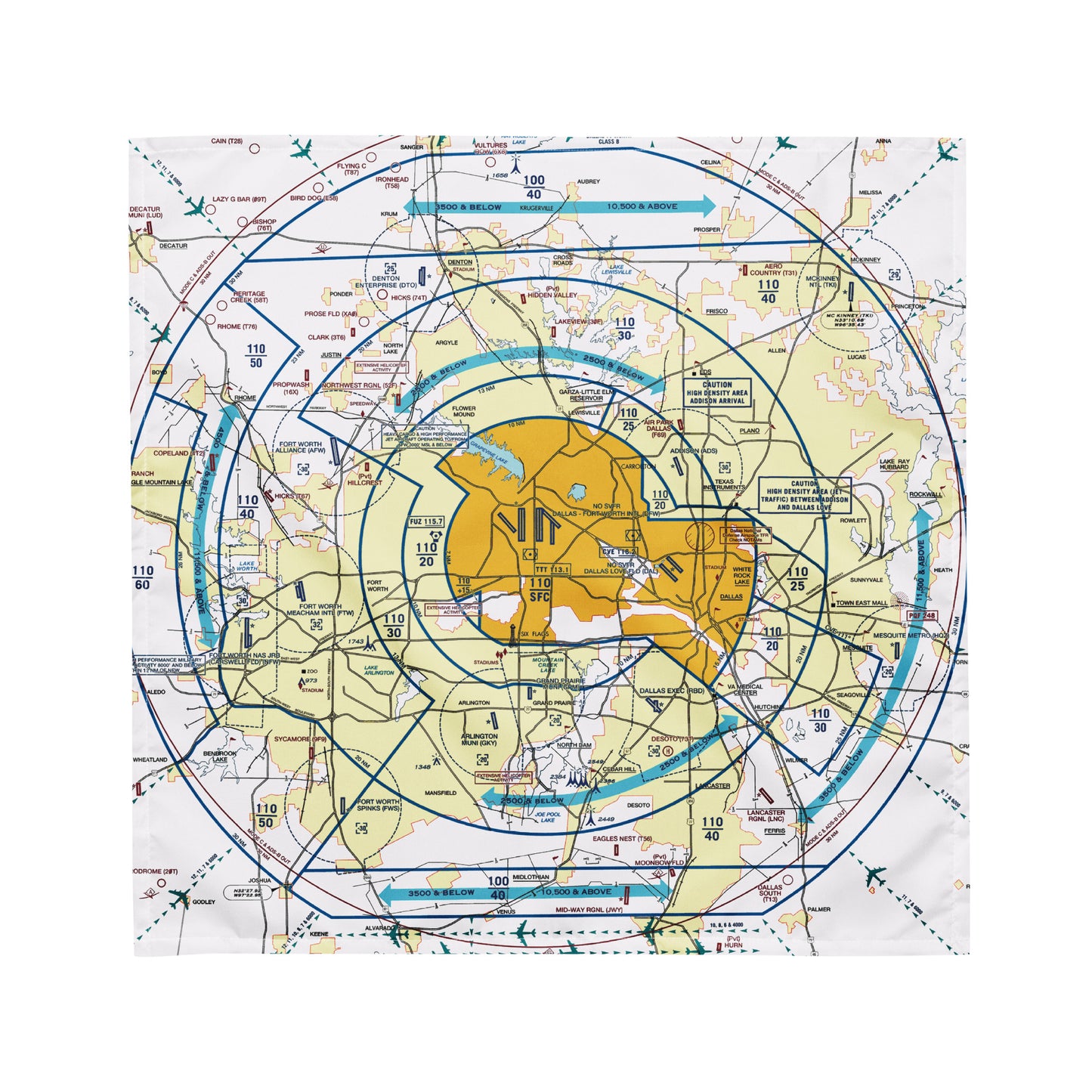 Dallas - Ft. Worth Flyway Chart bandana