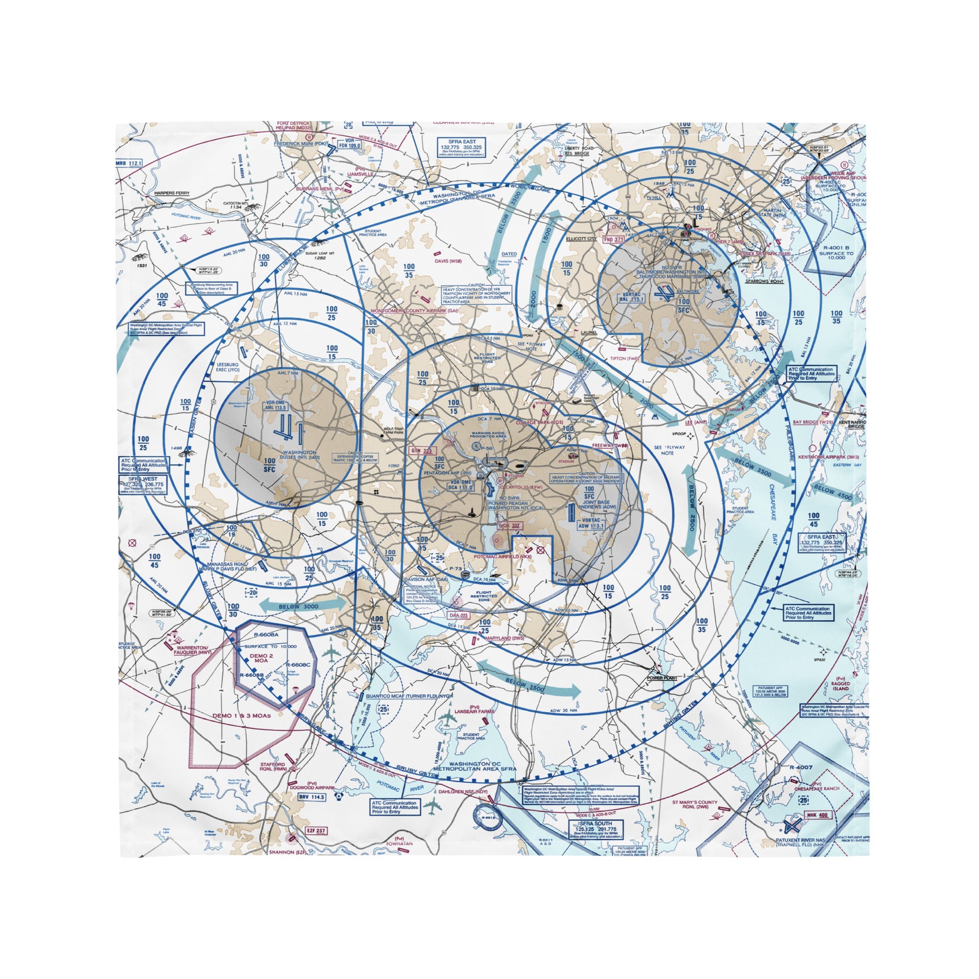 Baltimore-Washington Flyway Chart bandana