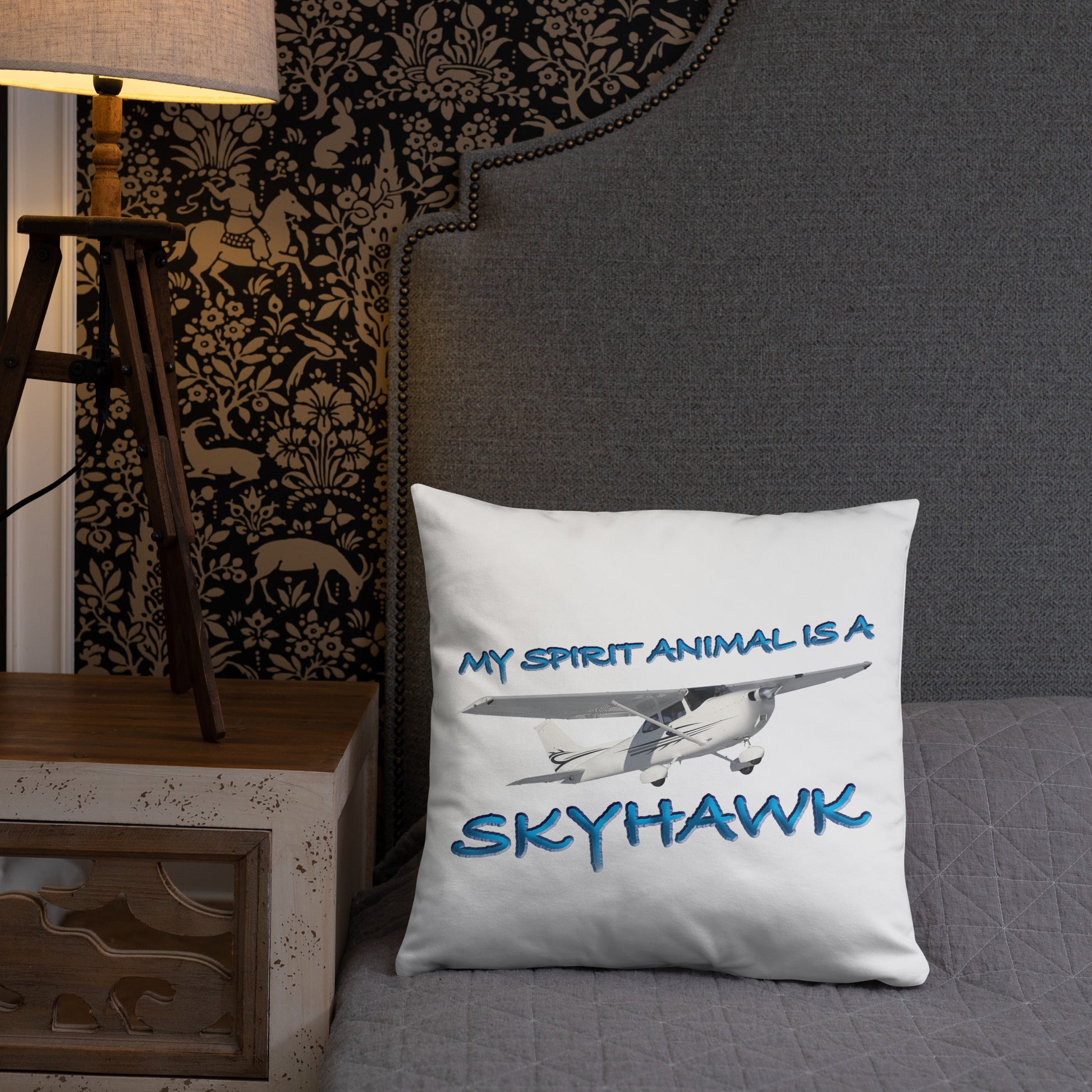 My Spirit Animal is a Skyhawk basic pillow (blue)
