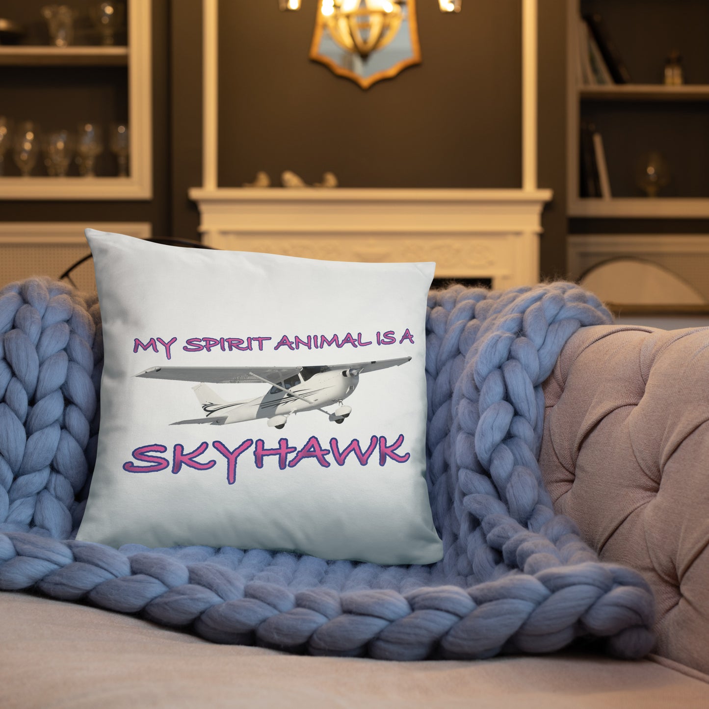 My Spirit Animal is a Skyhawk basic pillow (pink)