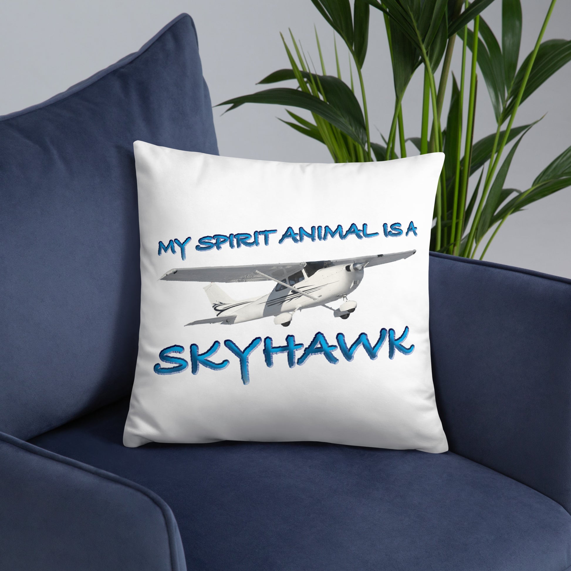 My Spirit Animal is a Skyhawk basic pillow (blue)