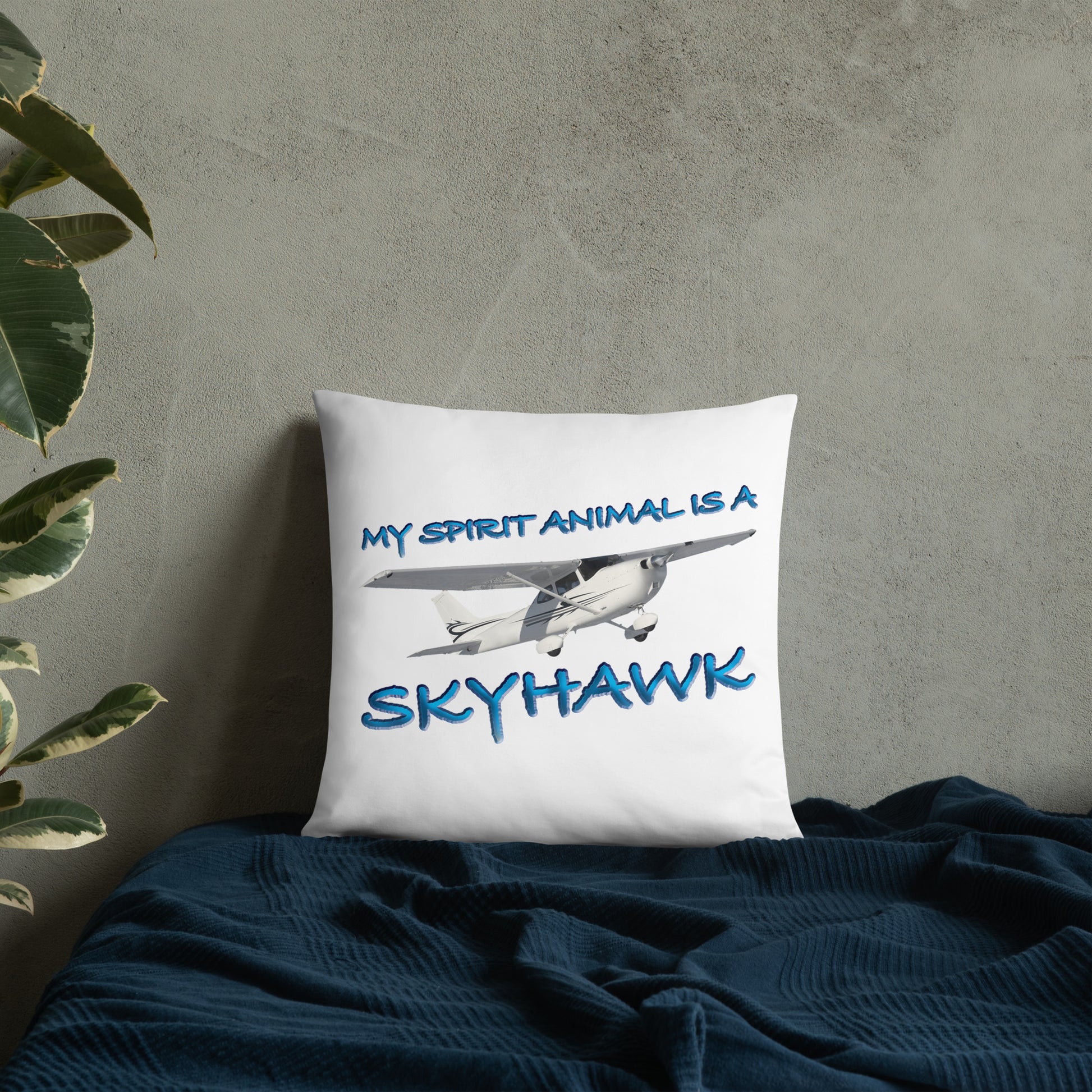 My Spirit Animal is a Skyhawk basic pillow (blue)