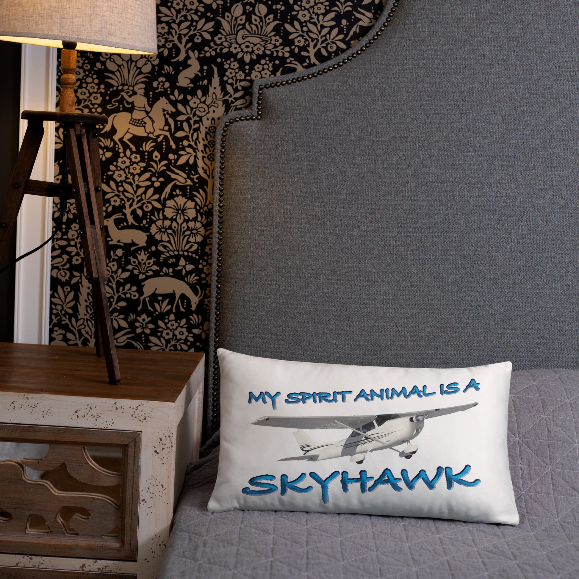 My Spirit Animal is a Skyhawk basic pillow (blue)