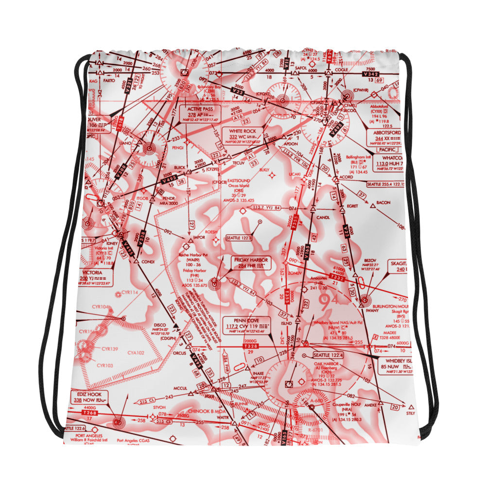 Enroute Low Altitude Chart drawstring bag (ELUS1/red&white)