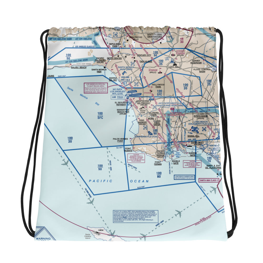 Los Angeles Flyway Chart drawstring bag