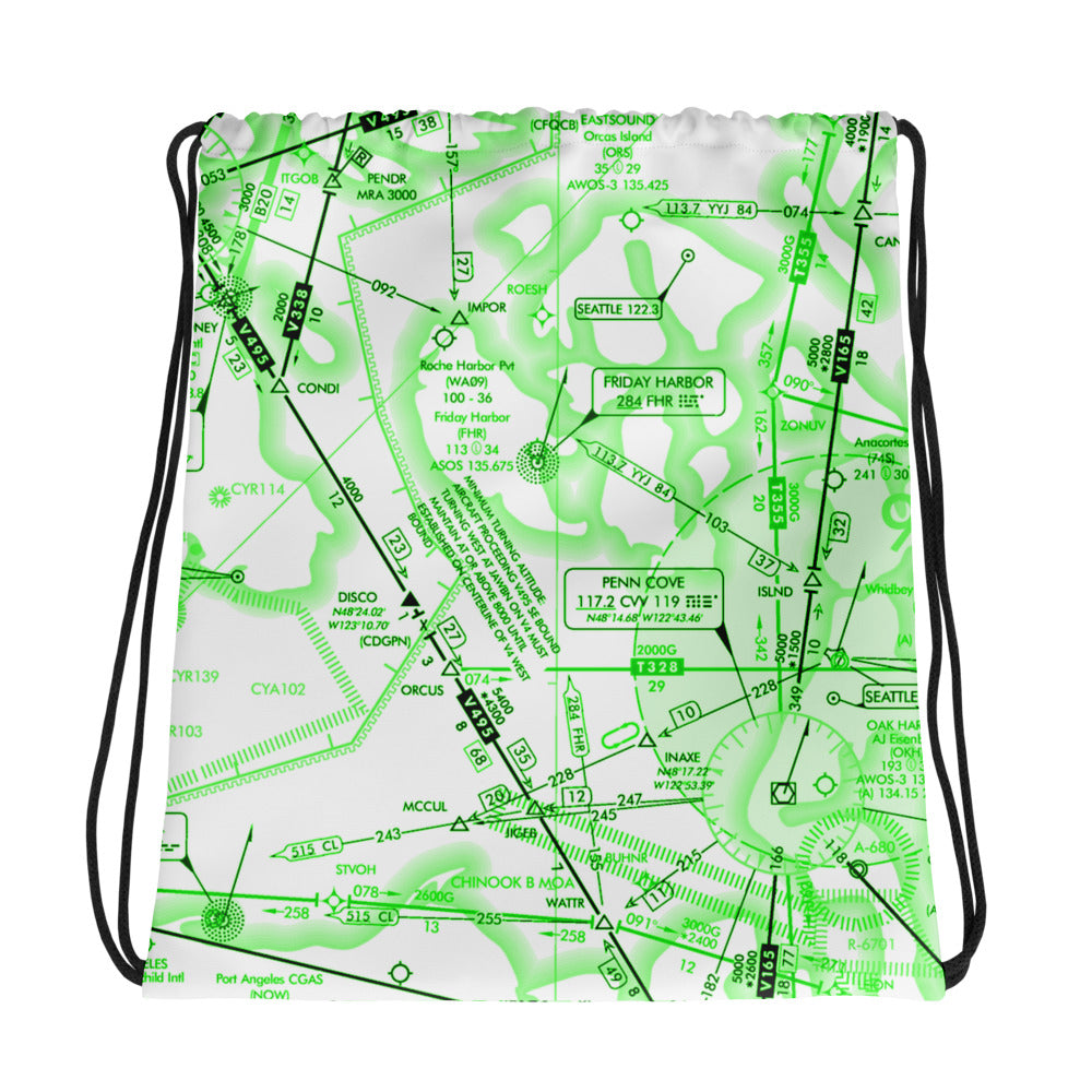 Enroute Low Altitude Chart drawstring bag (ELUS1/green&white)