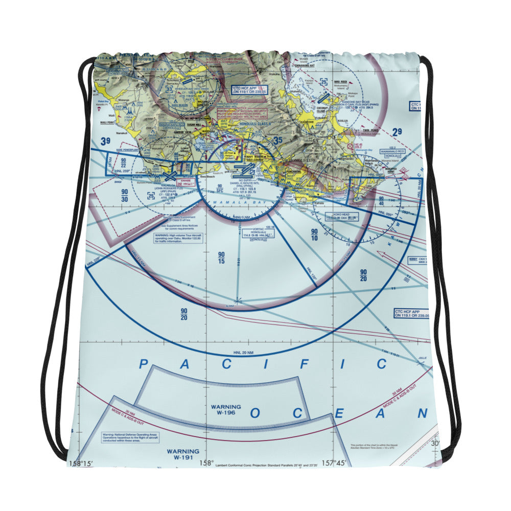 Honolulu Airport Sectional Chart drawstring bag