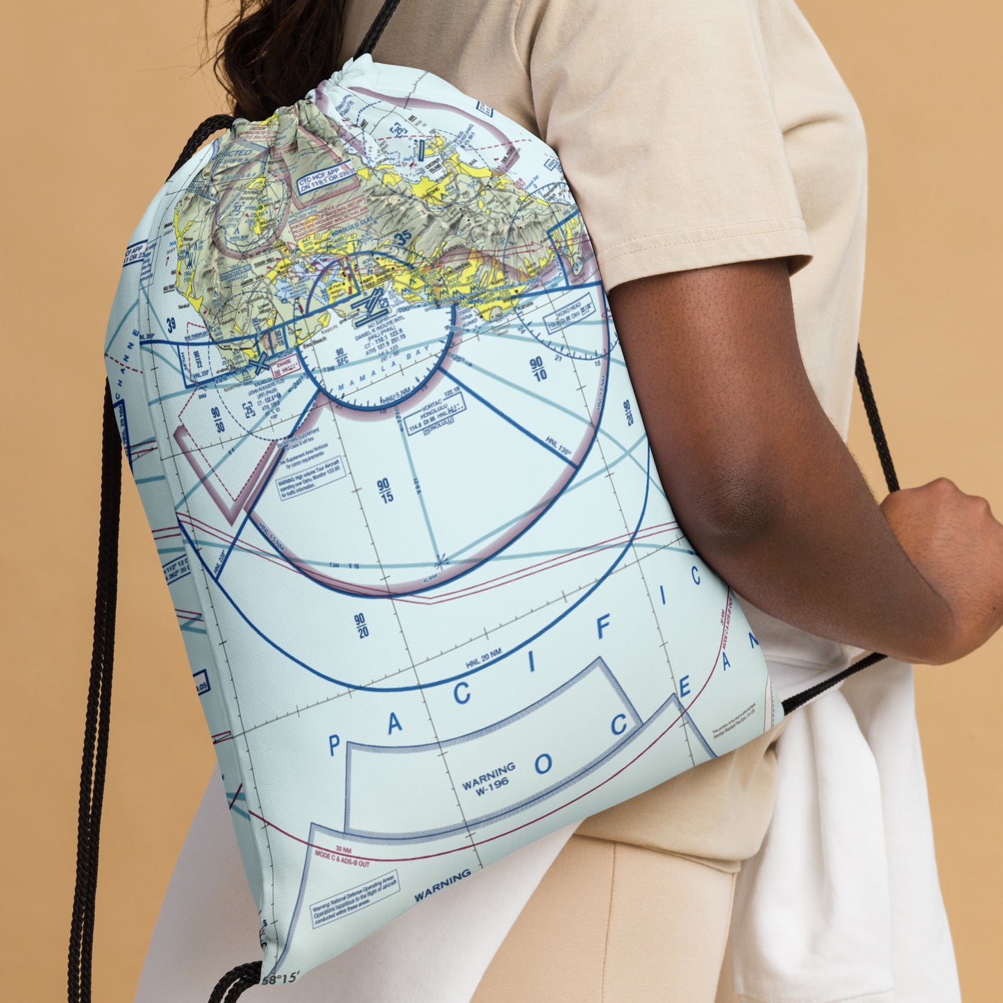 Honolulu Airport Sectional Chart drawstring bag