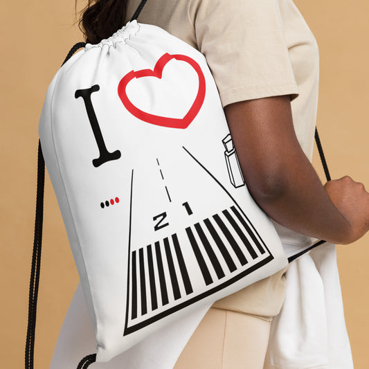 Santa Monica Airport Runway 21 / 3 drawstring bag (white)