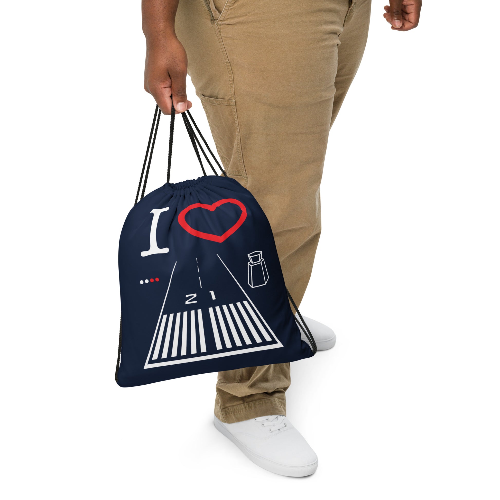 Santa Monica Airport Runway 21 / 3 drawstring bag (navy)