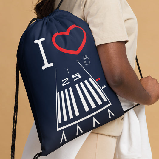 Hawthorne Airport Runway 25 / Runway 7 drawstring bag (navy)