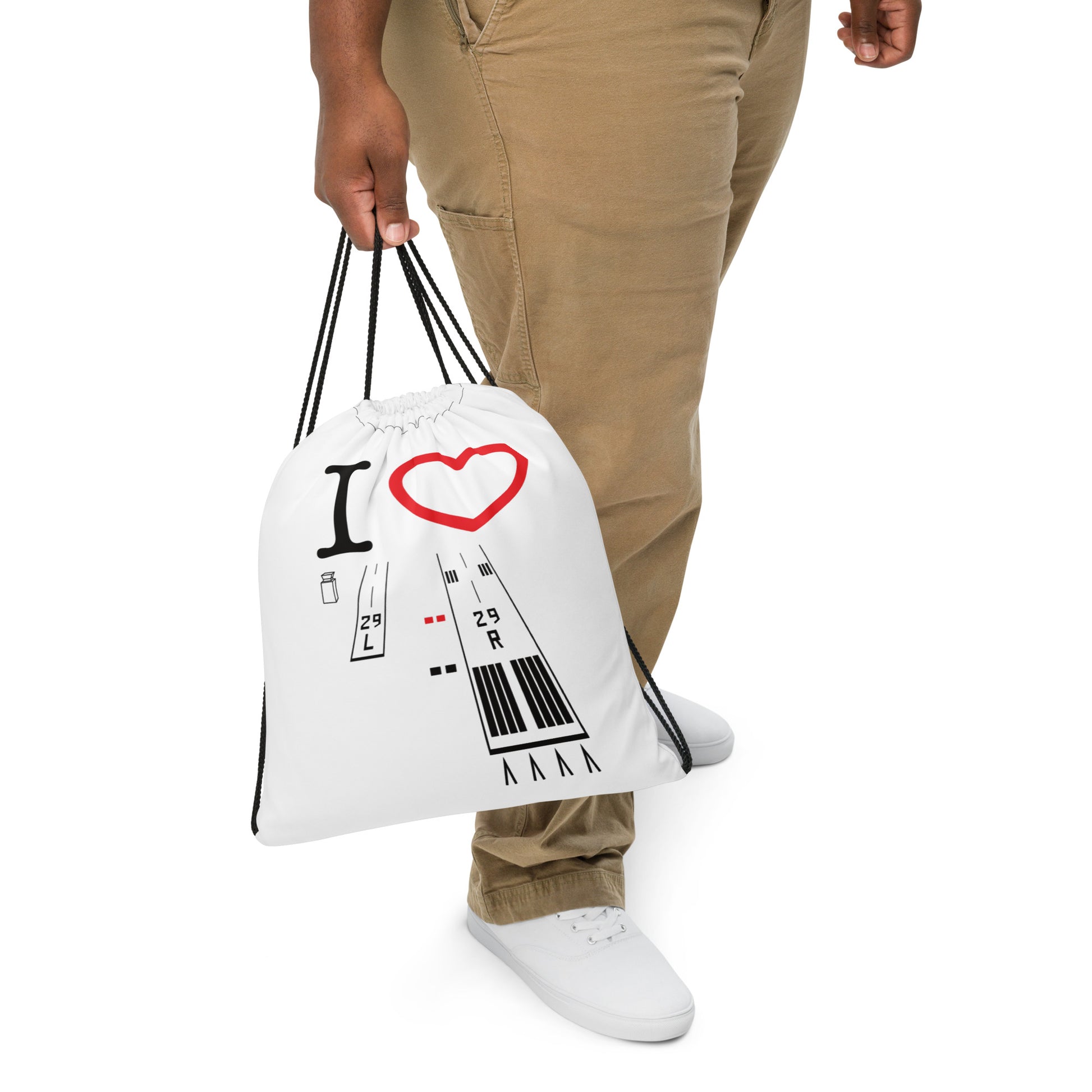 Torrance Airport Runways 29L - 29R / 11L - 11R drawstring bag (white)