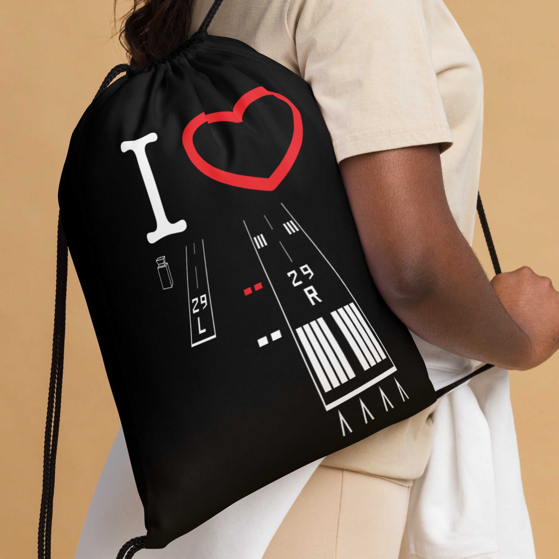 Torrance Airport Runways 29L - 29R / 11L - 11R drawstring bag (black)