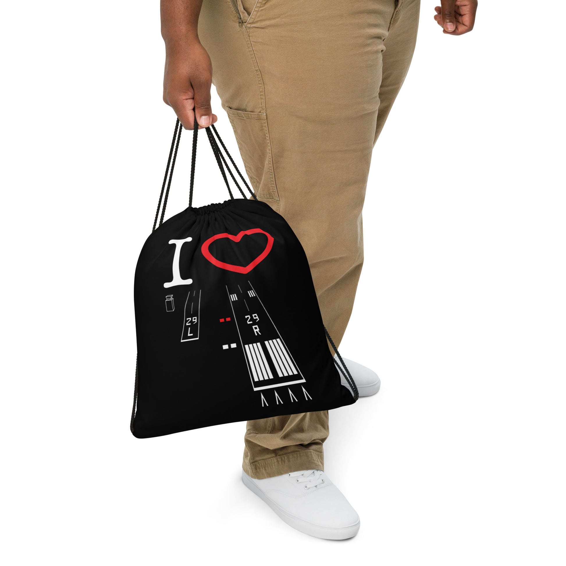 Torrance Airport Runways 29L - 29R / 11L - 11R drawstring bag (black)
